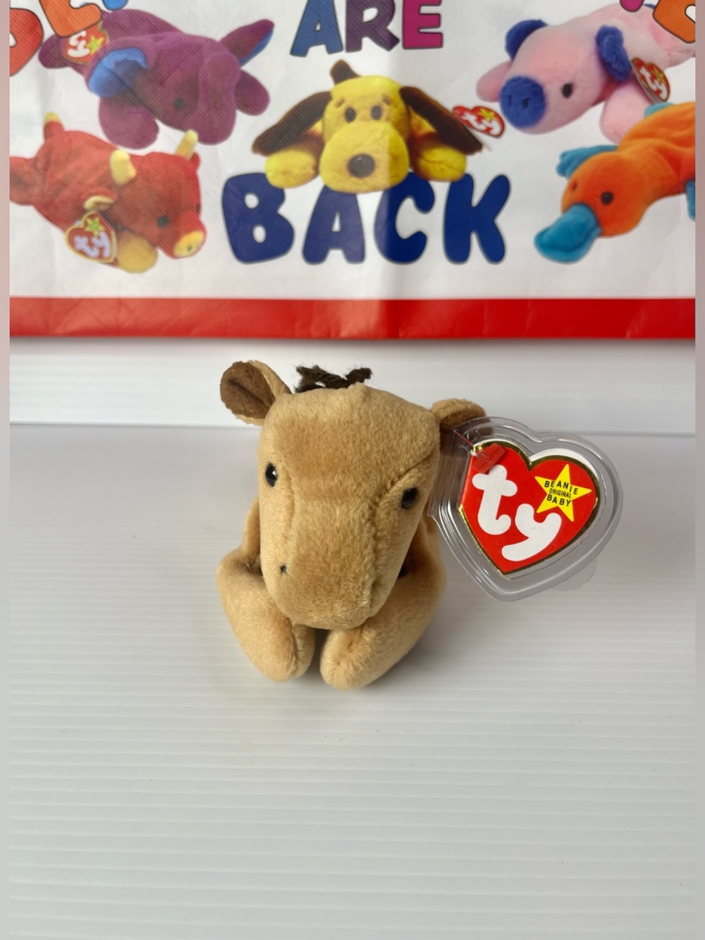 1995 Ty Beanie Baby DERBY Horse Rare No Star Coarse Mane PVC Pellets With Tote